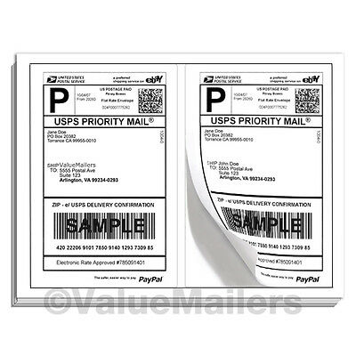 Labels 400 Adhesive Blank Shipping Labels 2 Per Sheet 8.5 X 5.5 Premium Quality