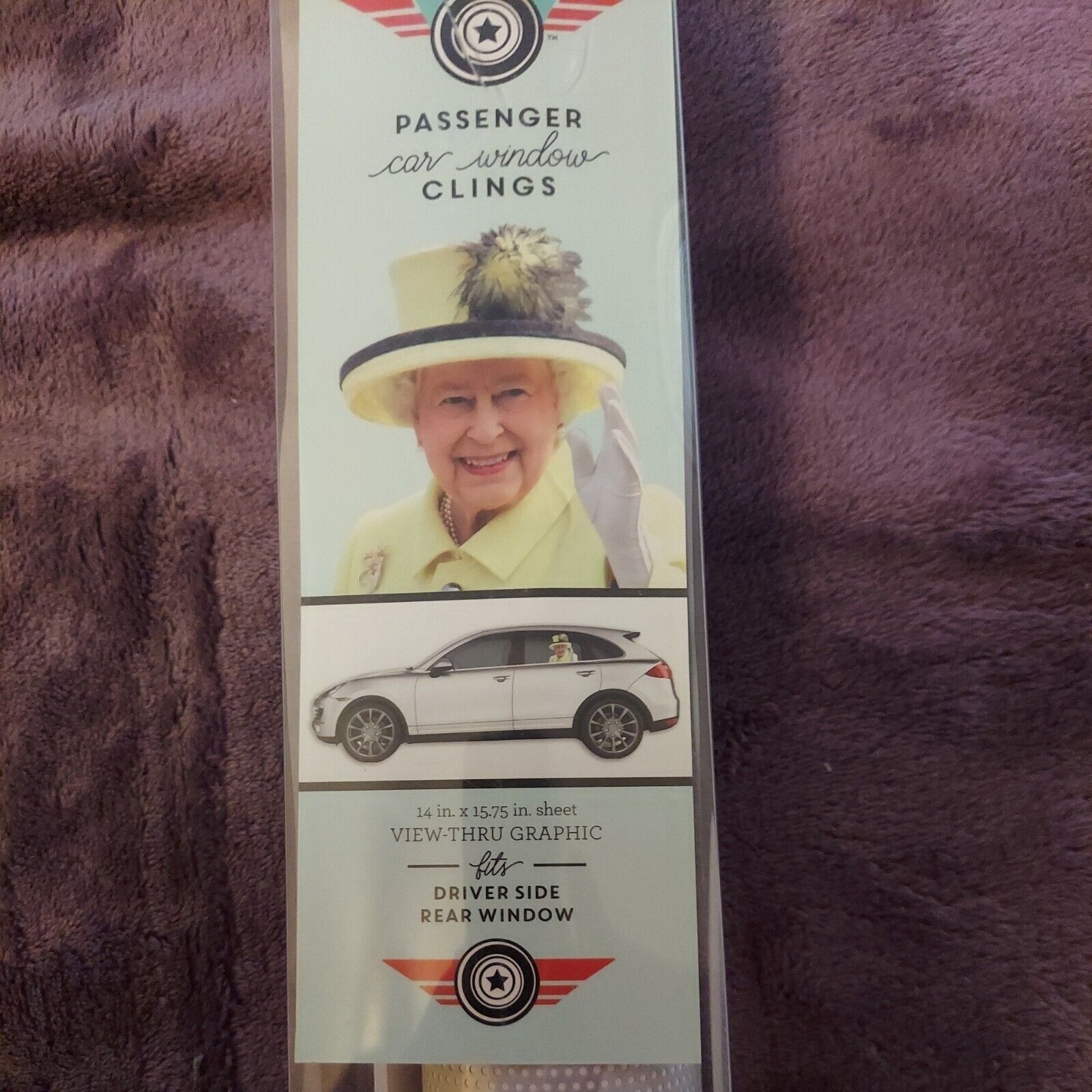 American Crafts-joy Riders Car Window Clings-queen Elizabeth. New In Box