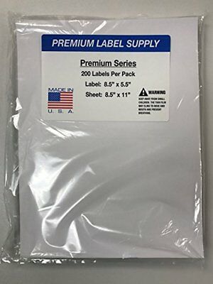 200 Premium 8.5 X 5.5 Half Sheet Shipping Labels Self Adhesive -pls Brand-